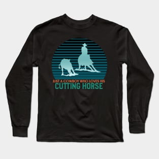 Cutting Horse Cowboy Retro Long Sleeve T-Shirt